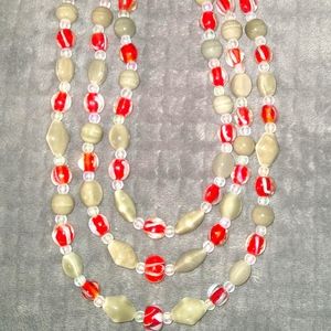 Glass & Faux Shell Beaded Necklace